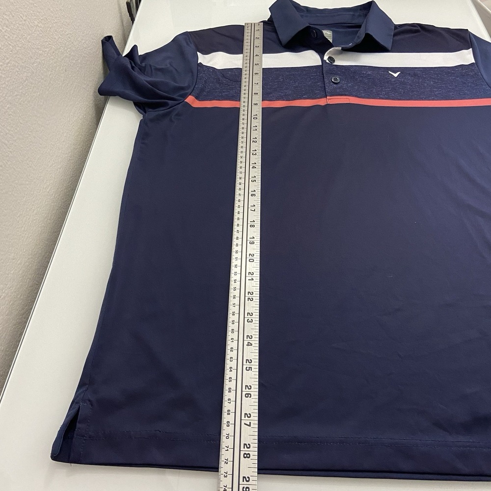 Callaway Opti Dri Polo Shirt‎ Mens Med Navy Striped Performance Golf Polo - Picture 6 of 7